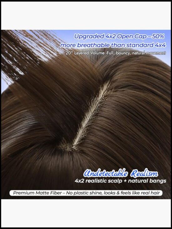 20 Inch Layered Straight Wig with Bangs Heat Resistant Synthetic Hair Daily main image 4